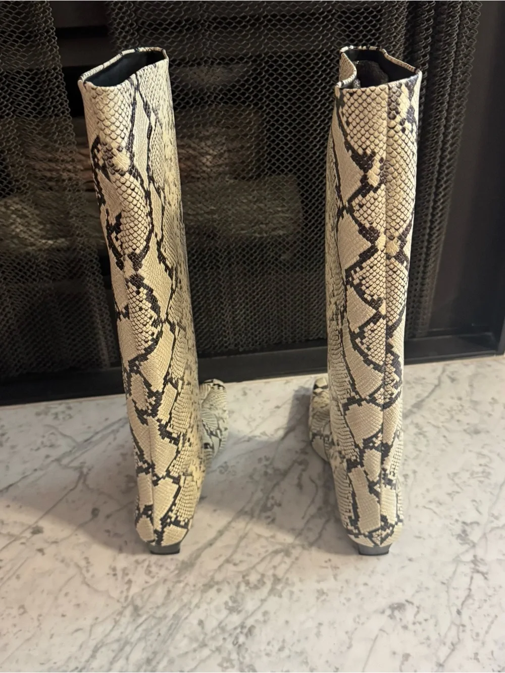 New Staud Wally White Snake Knee High Western Boots Size EU 39.5 US 9.5 $595